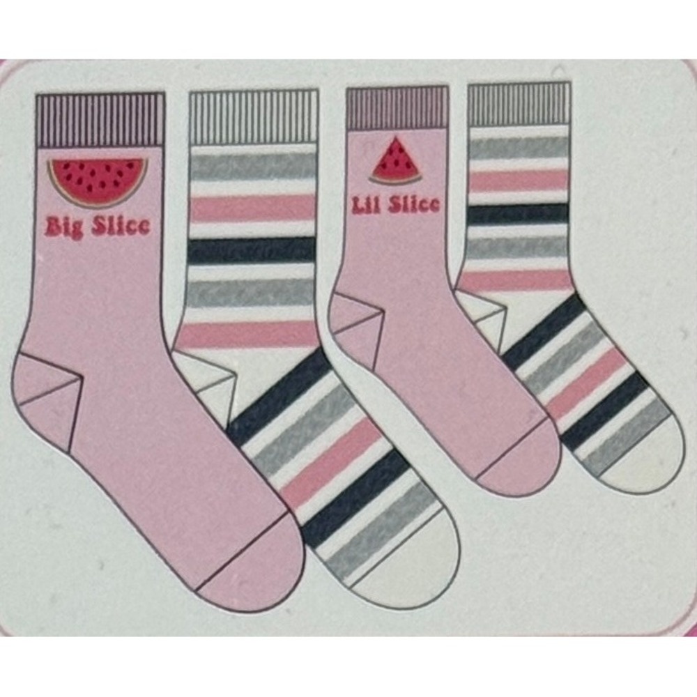 Mom & Me Crew Socks Mommy and Mini 4 Pack Pink Watermelon NWT Matching Set